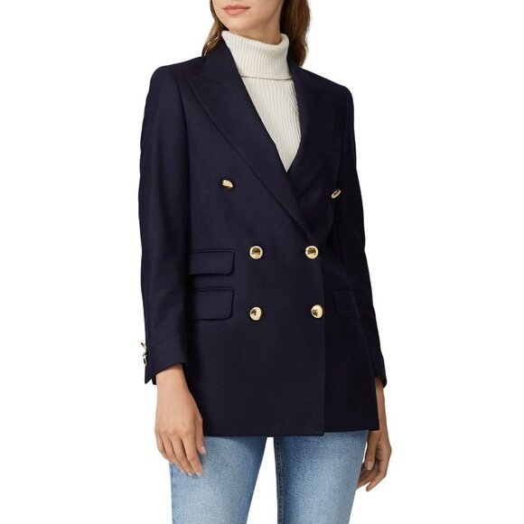 Officine Generale Manon Navy Blue 100% Wool Blazer Jacket Womens Size 42 (US 10)